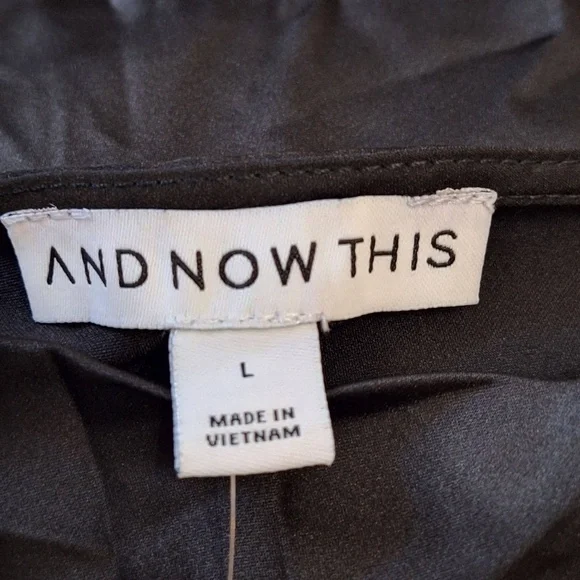 And Now This Black One Shoulder Cowl Neck Gold Chain Asymmetrical Satin Dress - Picture 8 of 12